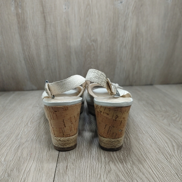 Franco Sarto Kendra Wedge Sandal Jute Cork Ice Lizard Tan Beige Cream Peep 10 - Picture 3 of 12